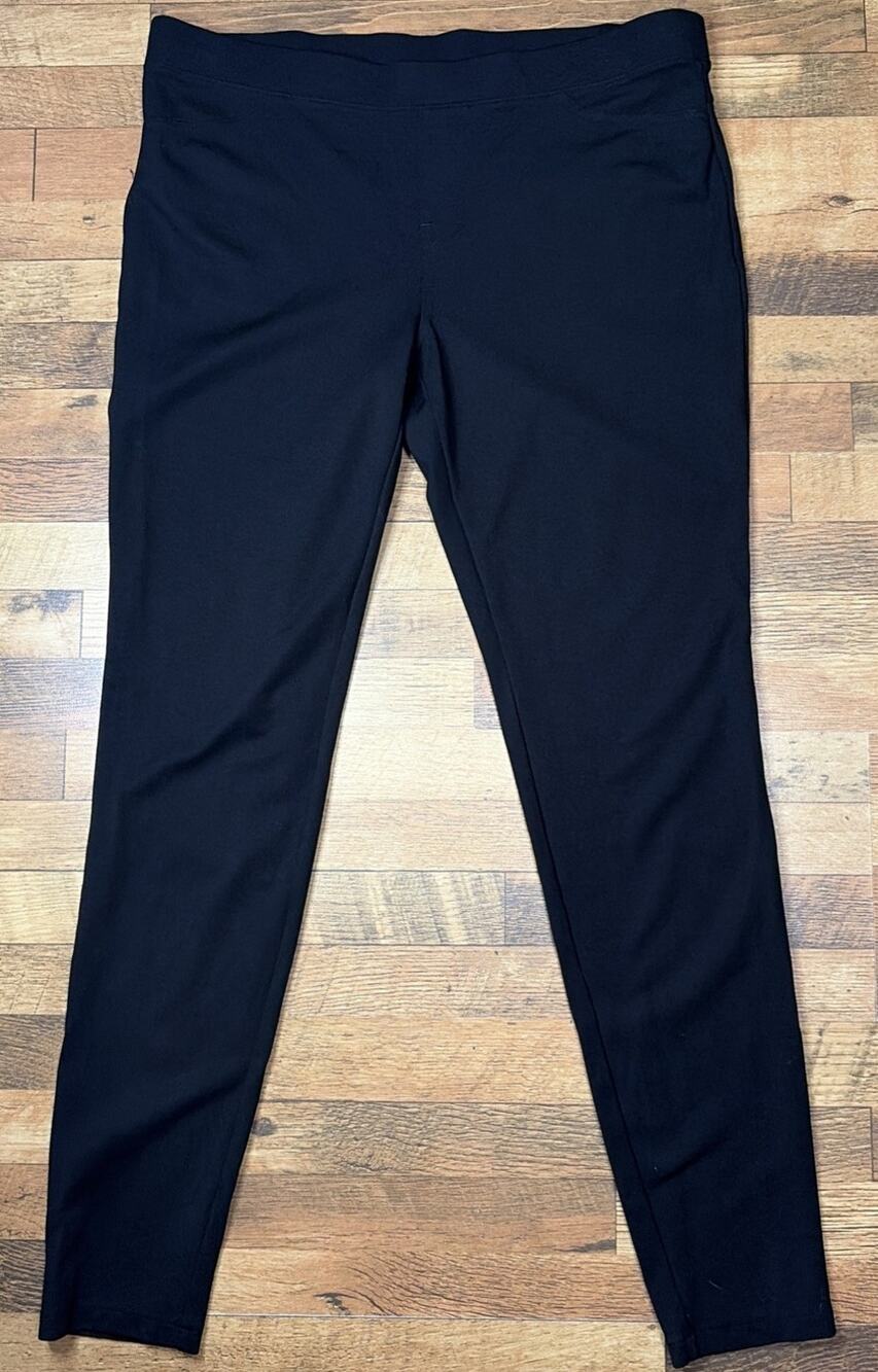 Hue Black Jean Leggings Back Pockets, Size L